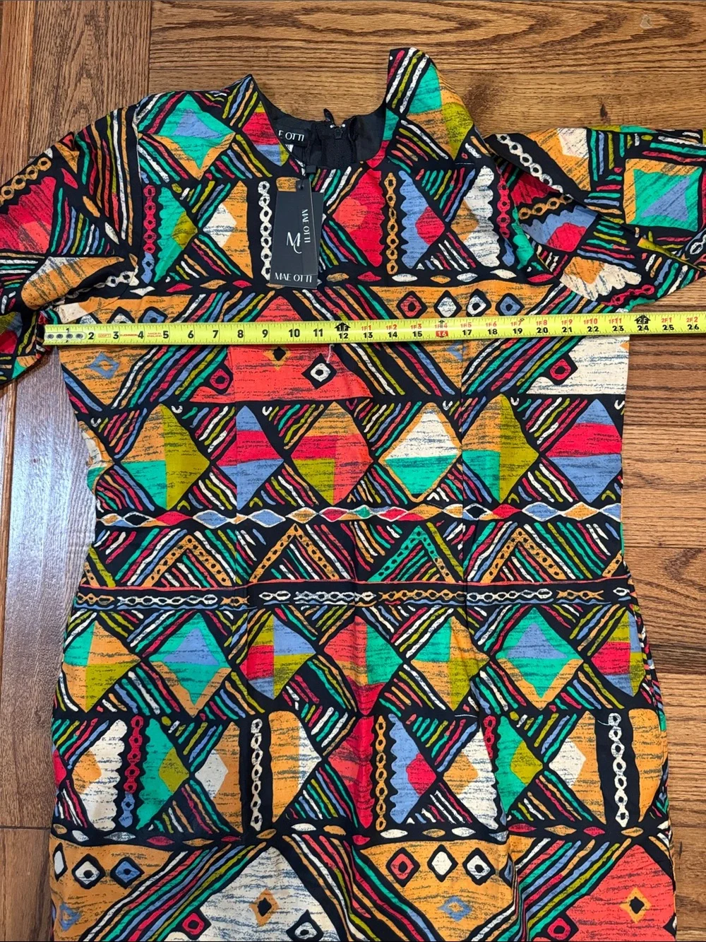 MAE OTTI-AFRICAN PRINT puffed long sleeve DRESS - Picture 7 of 16